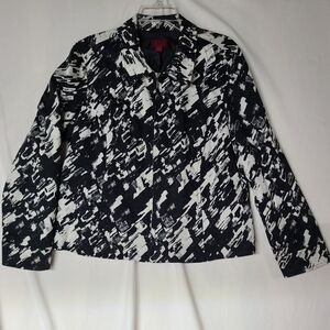 212 Collection Stretch XL L/S Black and Off-White Zippered Jacket . Like new